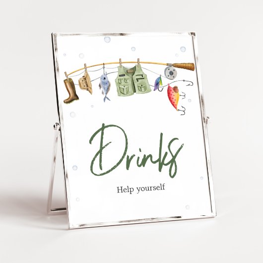 Poster Petit Baby shower pêcheur Boissons