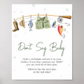Poster Petit Baby shower pêcheur ne dites pas bébé (Devant)