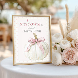 Poster Petit Baby shower Pois Citrouille