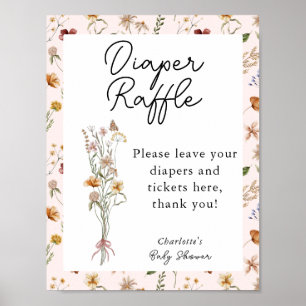 Poster Petit Baby shower rose Fleur sauvage Déchets Raffl