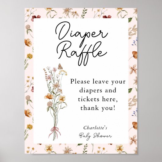 Poster Petit Baby shower rose Fleur sauvage Déchets Raffl (Devant)