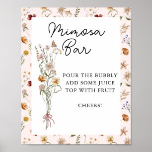 Poster Petit Baby shower rose Fleur sauvage Mimosa Bar