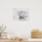 Poster Petit bateau à voile sur Beach Graphite (Cuisine)