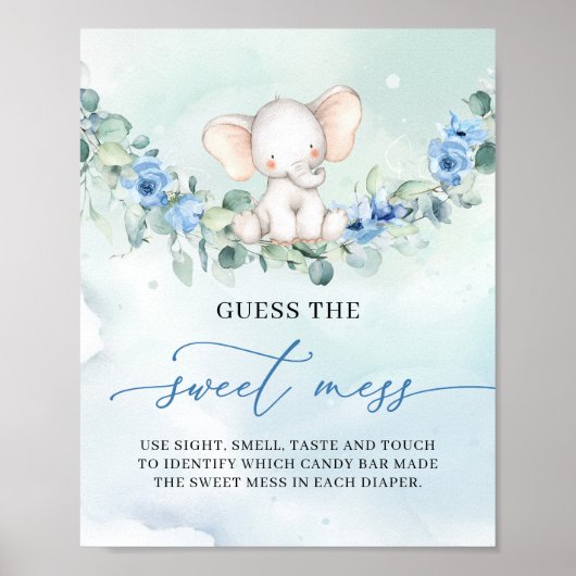 Poster Petit bébé éléphant floral Guess The Sweet Mess je (Devant)