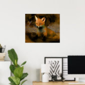 Poster Petit bébé Fox Cub Portrait (Bureau à domicile)