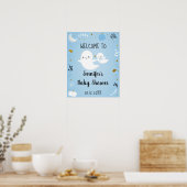 Poster Petit Boo Blue Boy Ghost Baby shower Bienvenue (Cuisine)
