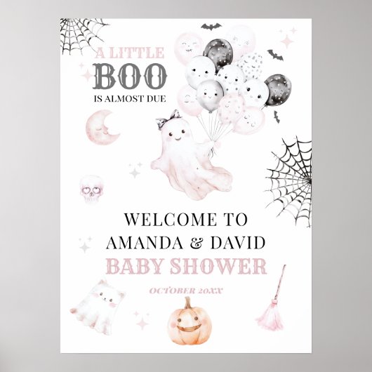 Poster Petit Boo Cute Ghost Halloween Baby Girl Douche (Devant)