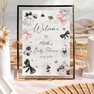 Poster Petit Boo Halloween Baby shower fille Bienvenue