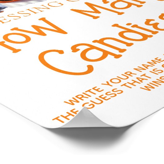 Poster Petit Boo Neutral Baby shower Guesser Jeu Signe (Coin)