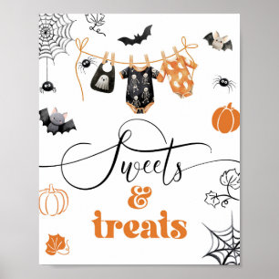 Poster Petit Boo vêtements de Halloween sur un fil à ling