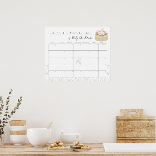 Poster Petit calendrier de devinette de date d'accoucheme (Cuisine)