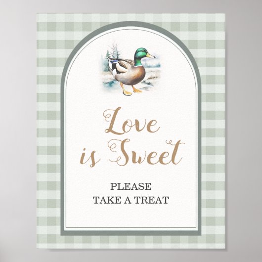 Poster Petit Canard En vichy Baby shower L'amour est doux (Devant)