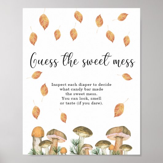 Poster petit champignon - devine le gâteau de bébé shower (Devant)