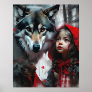 Poster Petit chaperon rouge et loup