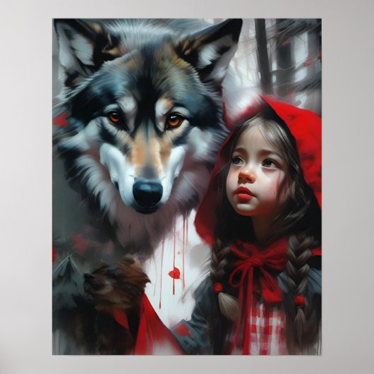 Poster Petit chaperon rouge et loup (Devant)