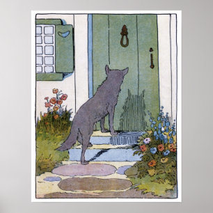 Poster Petit chaperon rouge : Loup à la porte