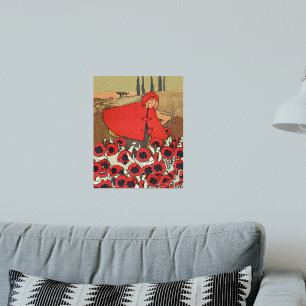 Poster Petit Chaperon Rouge Vintage Loup Fleurs de Pavot