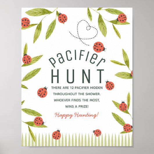 Poster Petit chasse aux sucettes Ladybug Verte Bébé (Devant)