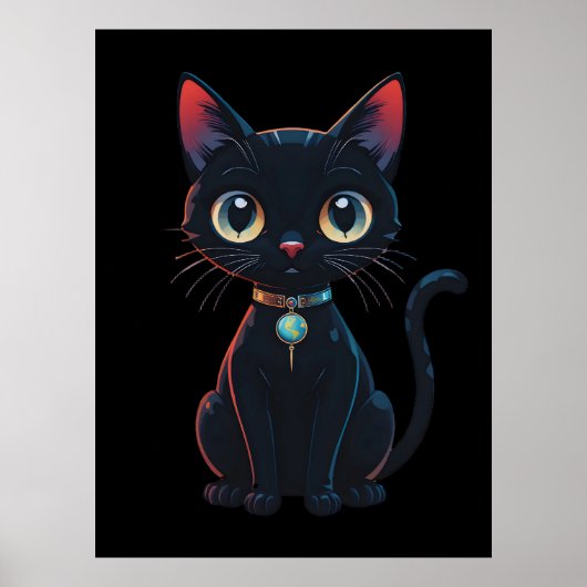 Poster Petit Chat Noir Effrayant (Devant)