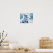 Poster Petit chaton blanc Noël dans la neige (Cuisine)