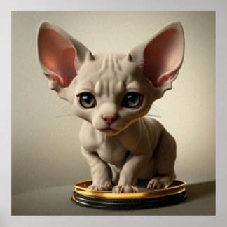 Poster Petit chaton Sphynx chaton chaton brun foncé