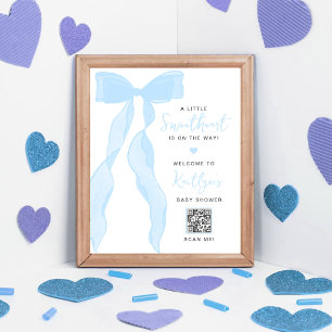 Poster Petit Chéri Élégant Nœud Bleu Baby Shower
