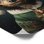 Poster Petit Chien Art de Noël : adorable Coupe de Fêtes (Coin)