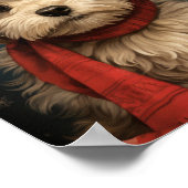 Poster Petit Chien Art de Noël : adorable Coupe de Fêtes (Coin)