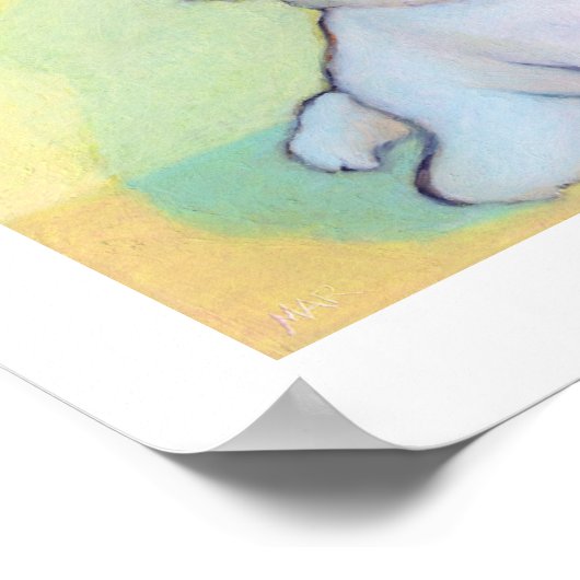 Poster Petit chien blanc dessin mignon chiot maltais (Coin)