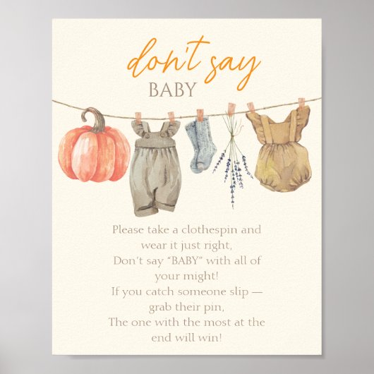 Poster Petit Citrouille Automne Vêtements Fille Ne pas di (Devant)