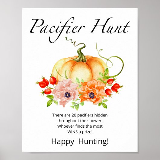 Poster Petit Citrouille Baby shower de chasse Pacifique j (Devant)