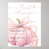 Poster Petit Citrouille Baby shower rose doux Accueil (Devant)