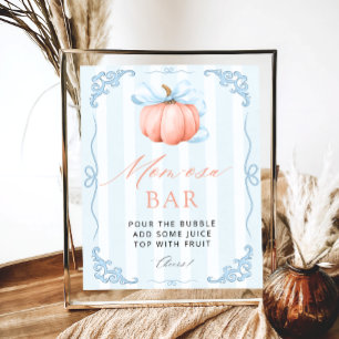Poster Petit Citrouille Blue Bow Baby shower Maman-osa Ba