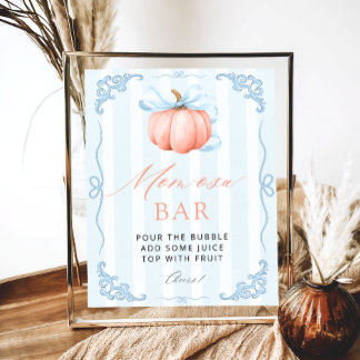 Poster Petit Citrouille Blue Bow Baby shower Maman-osa Ba