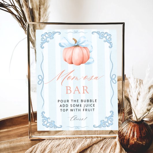 Poster Petit Citrouille Blue Bow Baby shower Maman-osa Ba