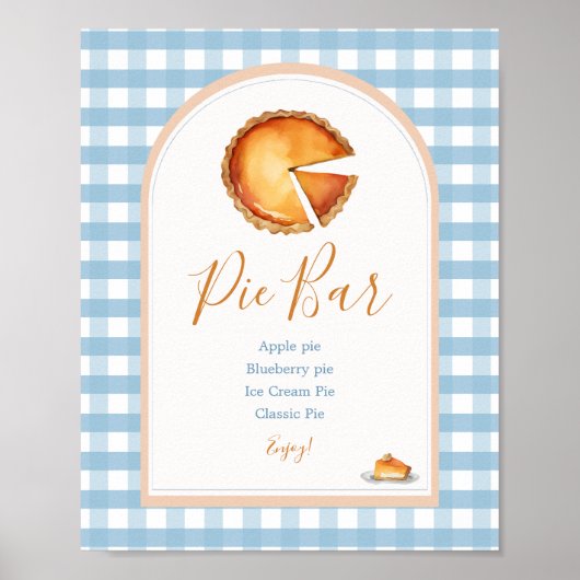 Poster Petit Citrouille Boho Blue En vichy Pie Bar (Devant)