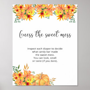 Poster petit citrouille devine le doux baby shower de la 