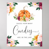 Poster Petit citrouille floral deviner combien de bonbons (Devant)