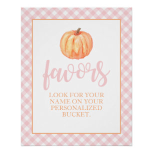 Poster Petit Citrouille Pastel Rose Automne Anniversaire 