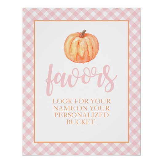 Poster Petit Citrouille Pastel Rose Automne Anniversaire  (Devant)