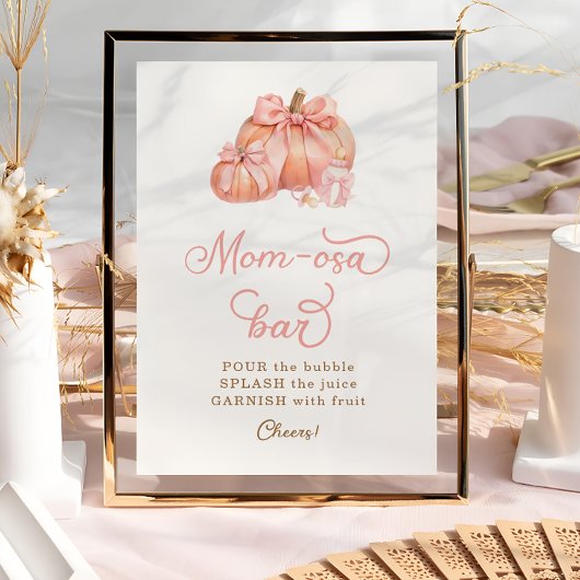 Poster Petit Citrouille Pink Bow Baby shower Maman-osa