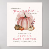 Poster Petit Citrouille rose doux Baby shower de fille Bi (Devant)