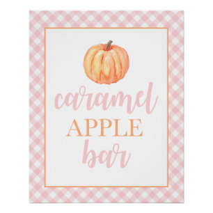 Poster Petit Citrouille Rose Pastel d'Automne Nourriture 
