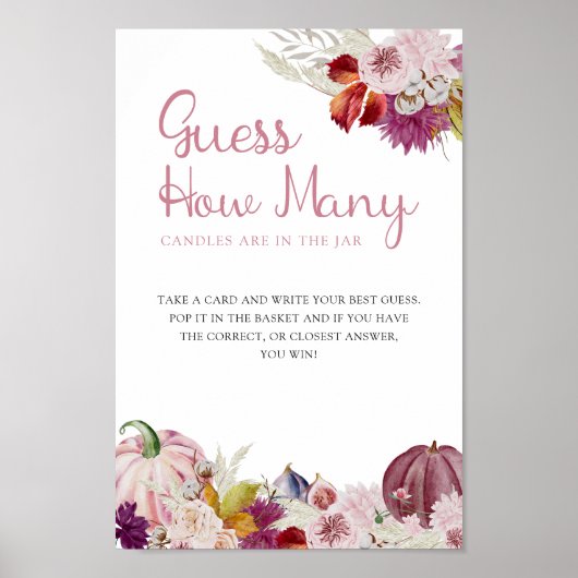 Poster Petit Citrouille Rustique Floral Devinez Combien D (Devant)