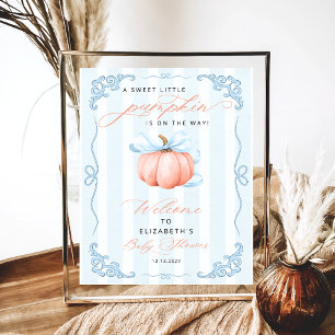 Poster Petit Citrouille Sur Le Chemin Bow Baby shower Bie