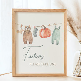 Poster Petit Citrouille Vêtements d'automne Baby shower g