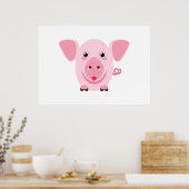 Poster Petit cochon rose heureux mignon (Cuisine)