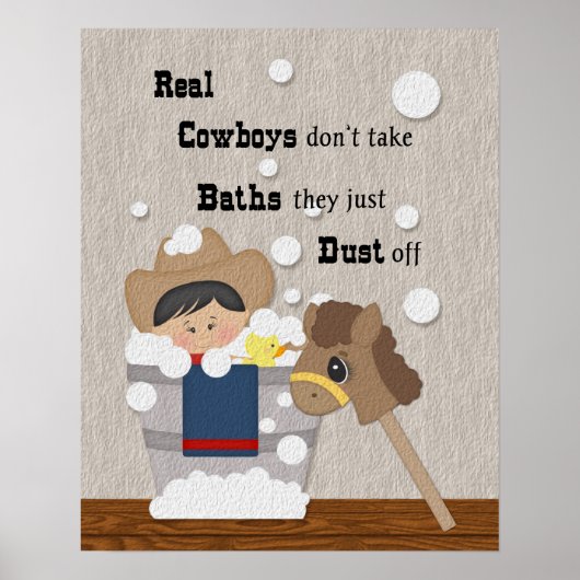 Poster Petit cow-boy Heure du bain Wordart (Devant)