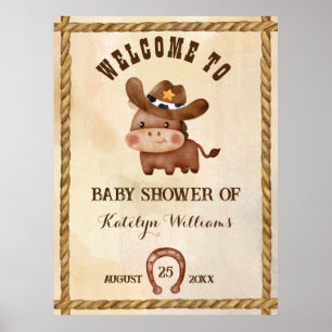Poster Petit cow-boy mignon bébé cheval dans un baby show