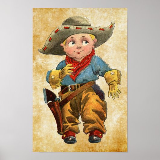 Poster petit cow-boy vintage mignon (Devant)